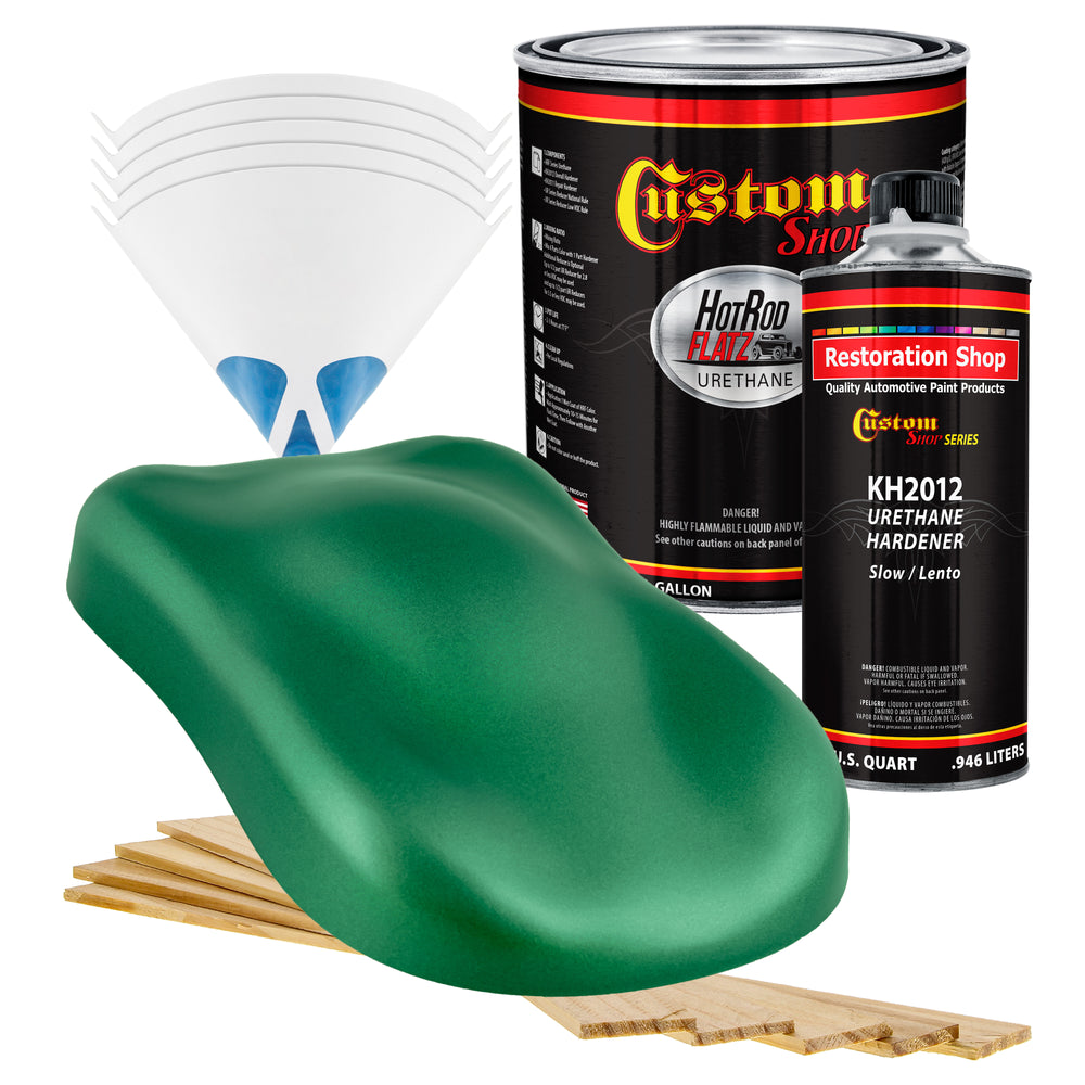 Emerald Green Metallic - Hot Rod Flatz Flat Matte Satin Urethane Auto Paint - Complete Gallon Paint Kit - Professional Low Sheen Automotive, Car