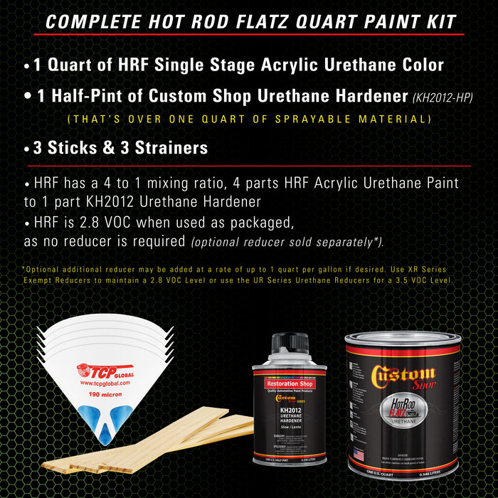 Synergy Green Metallic - Hot Rod Flatz Flat Matte Satin Urethane Auto Paint - Complete Quart Paint Kit - Professional Low Sheen Automotive, Car Truck