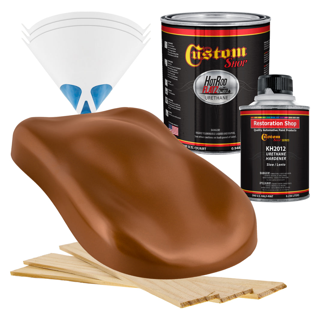 Copper Pearl - Hot Rod Flatz Flat Matte Satin Urethane Auto Paint - Complete Quart Paint Kit Coating