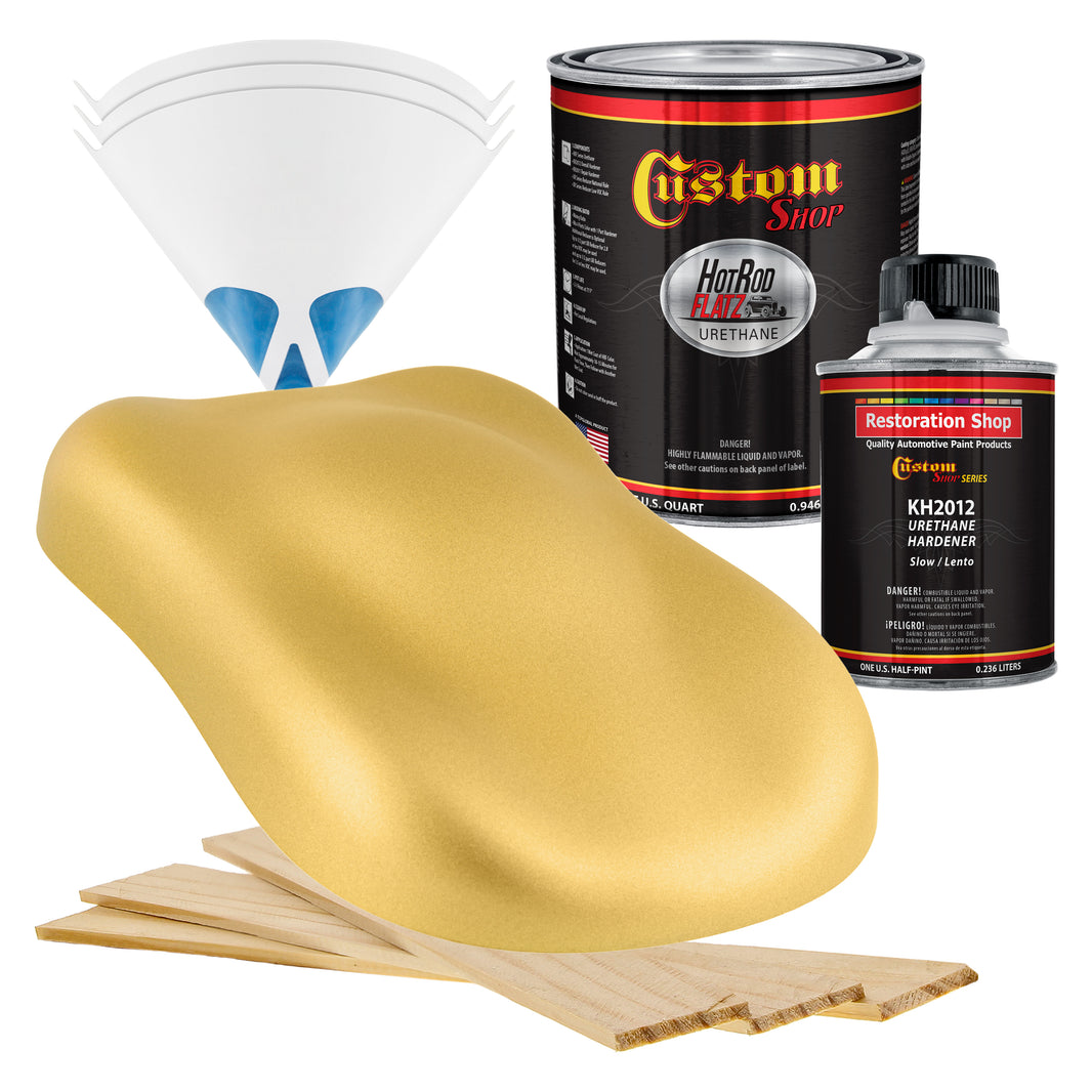 Old Gold Metallic - Hot Rod Flatz Flat Matte Satin Urethane Auto Paint - Complete Quart Paint Kit