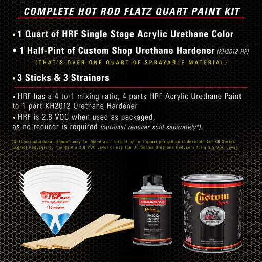 Old Gold Metallic - Hot Rod Flatz Flat Matte Satin Urethane Auto Paint - Complete Quart Paint Kit - Professional Low Sheen Automotive, Car Truck Coating, 4:1 Mix Ratio