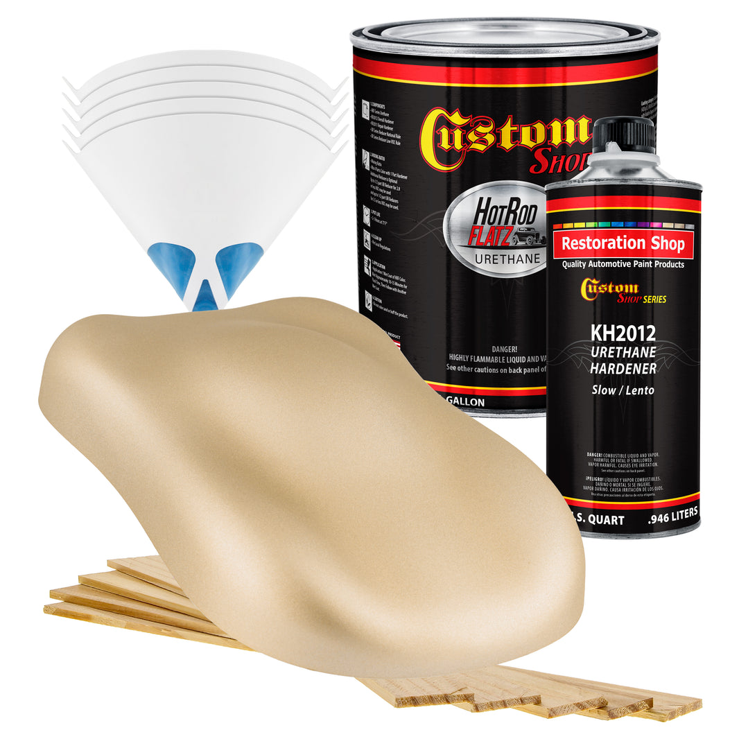 Champagne Gold Metallic - Hot Rod Flatz Flat Matte Satin Urethane Auto Paint - Complete Gallon Paint Kit