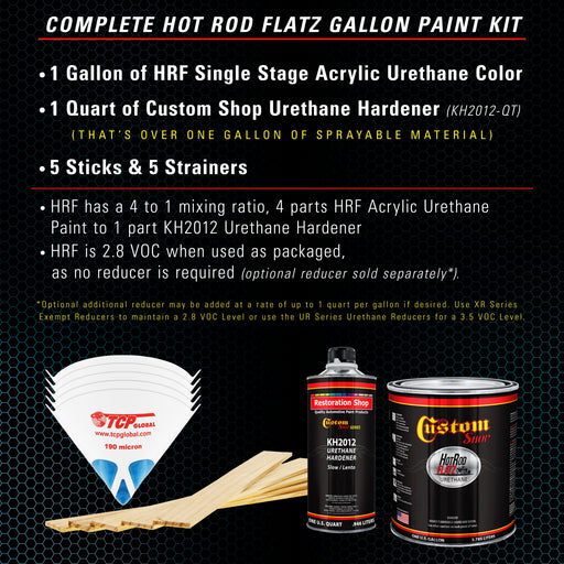 Azure Blue Metallic - Hot Rod Flatz Flat Matte Satin Urethane Auto Paint - Complete Gallon Paint Kit - Professional Low Sheen Automotive, Car Truck Coating, 4:1 Mix Ratio