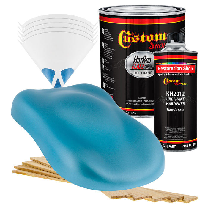 Azure Blue Metallic - Hot Rod Flatz Flat Matte Satin Urethane Auto Paint - Complete Gallon Paint Kit - Professional Low Sheen Automotive, Car Truck