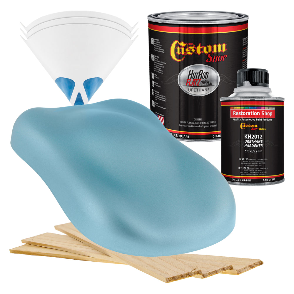 Diamond Blue Metallic - Hot Rod Flatz Flat Matte Satin Urethane Auto Paint - Complete Quart Paint Kit - Professional Low Sheen Automotive, Car Truck
