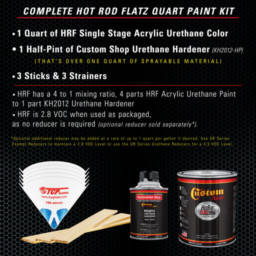 Diamond Blue Metallic - Hot Rod Flatz Flat Matte Satin Urethane Auto Paint - Complete Quart Paint Kit - Professional Low Sheen Automotive, Car Truck Coating, 4:1 Mix Ratio