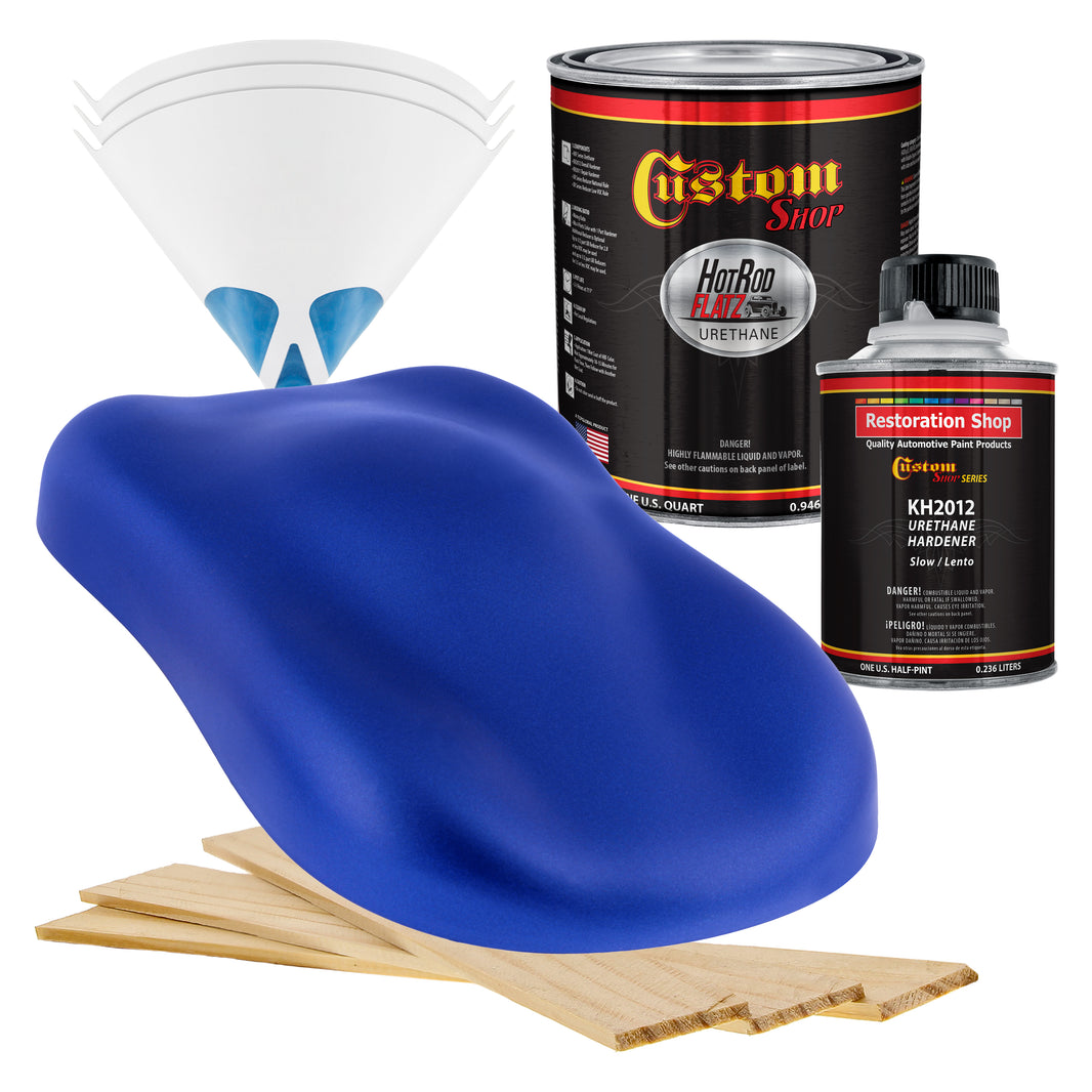 Daytona Blue Pearl - Hot Rod Flatz Flat Matte Satin Urethane Auto Paint - Complete Quart Paint Kit