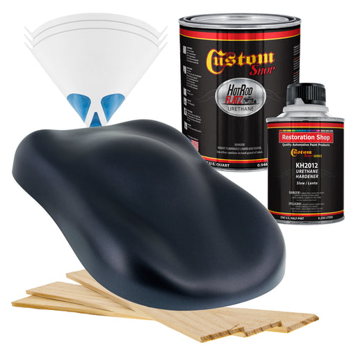 Midnight Blue Pearl - Hot Rod Flatz Flat Matte Satin Urethane Auto Paint - Complete Quart Paint Kit - Professional Low Sheen Automotive, Car Truck