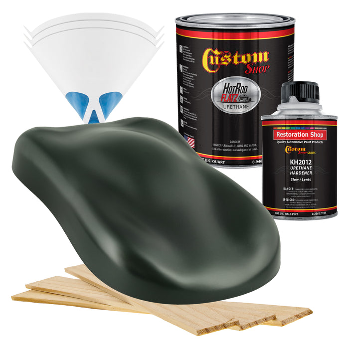 Midnight Green Pearl - Hot Rod Flatz Flat Matte Satin Urethane Auto Paint - Complete Quart Paint Kit - Professional Low Sheen Automotive, Car Truck