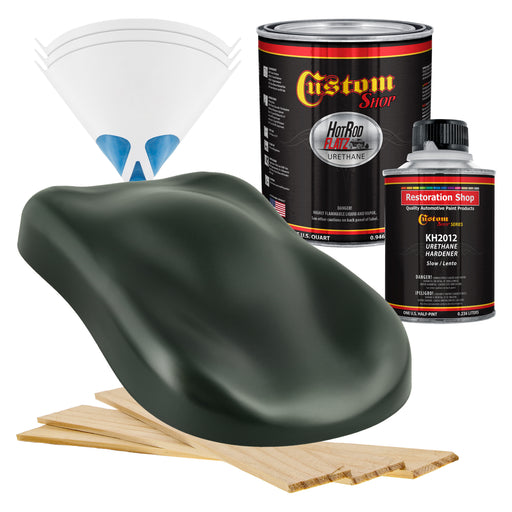 Midnight Green Pearl - Hot Rod Flatz Flat Matte Satin Urethane Auto Paint - Complete Quart Paint Kit - Professional Low Sheen Automotive, Car Truck
