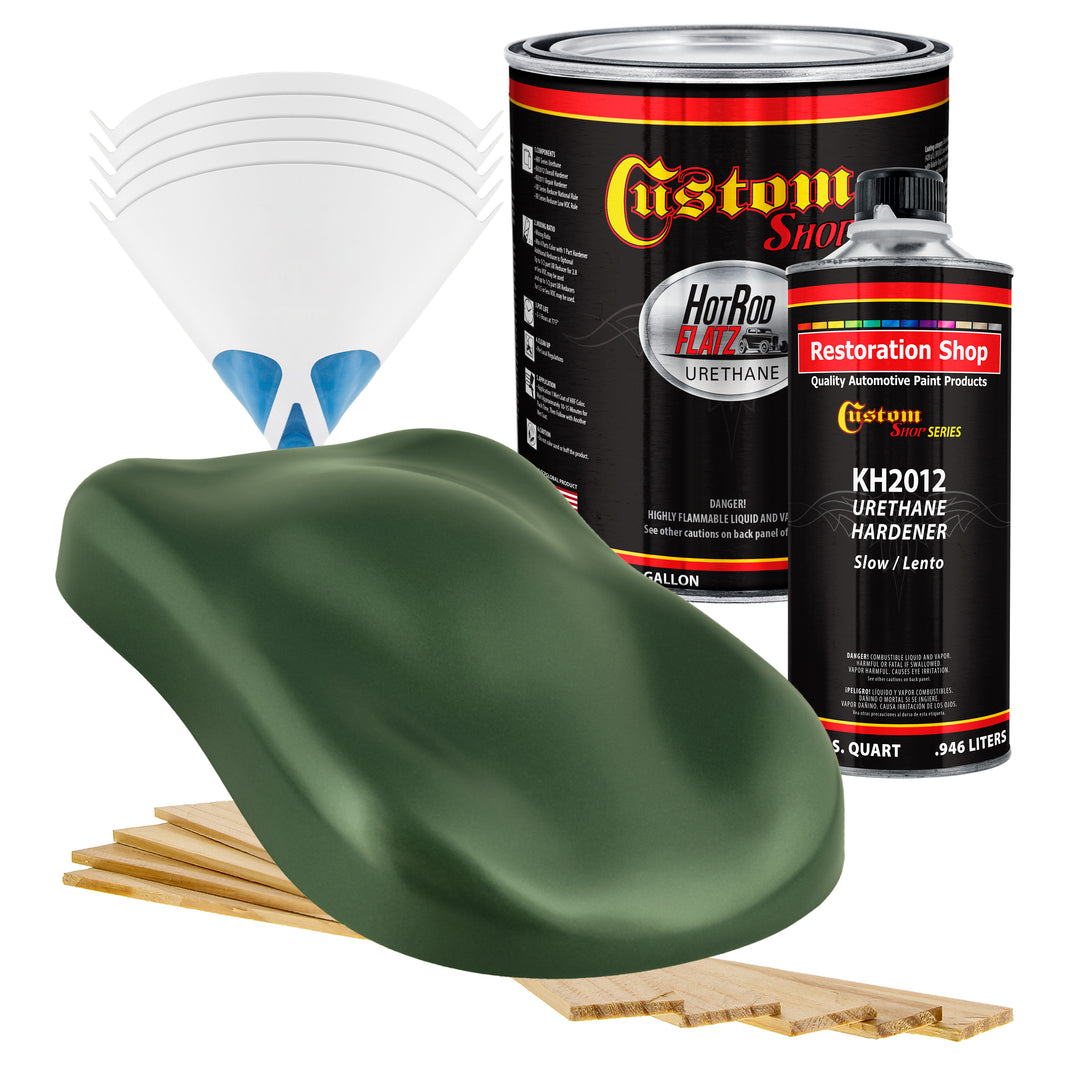 Rally Green Metallic - Hot Rod Flatz Flat Matte Satin Urethane Auto Paint - Complete Gallon Paint Kit