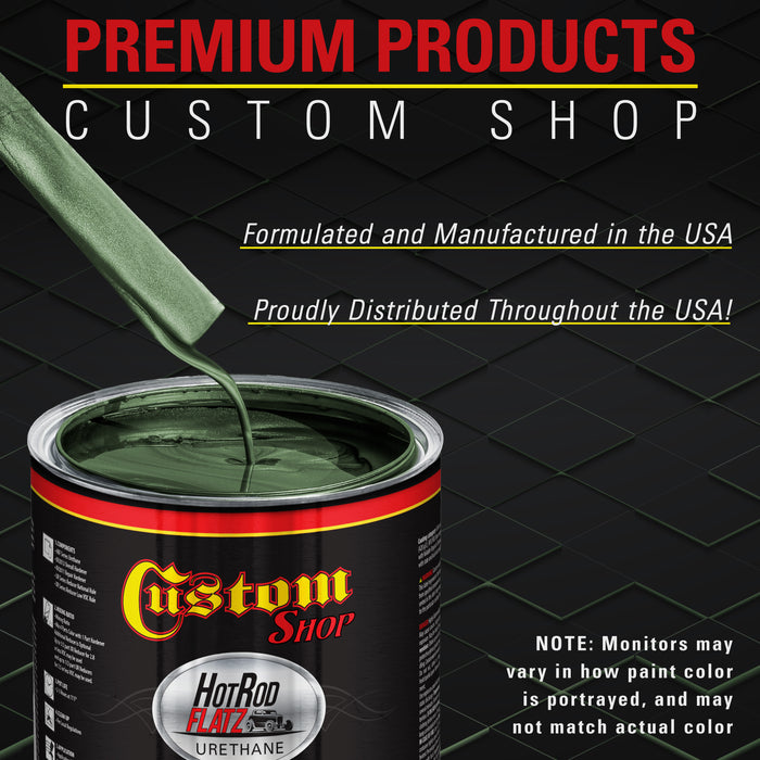 Rally Green Metallic - Hot Rod Flatz Flat Matte Satin Urethane Auto Paint - Complete Quart Paint Kit - Professional Low Sheen Automotive, Car Truck Coating, 4:1 Mix Ratio