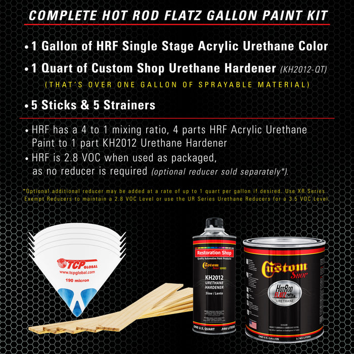 Sea Foam Green Metallic - Hot Rod Flatz Flat Matte Satin Urethane Auto Paint - Complete Gallon Paint Kit - Professional Low Sheen Automotive, Car