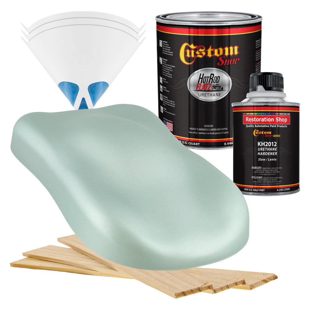 Sea Foam Green Metallic - Hot Rod Flatz Flat Matte Satin Urethane Auto Paint - Complete Quart Paint Kit