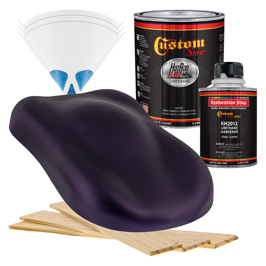 Midnight Purple Pearl - Hot Rod Flatz Flat Matte Satin Urethane Auto Paint - Complete Quart Paint Kit