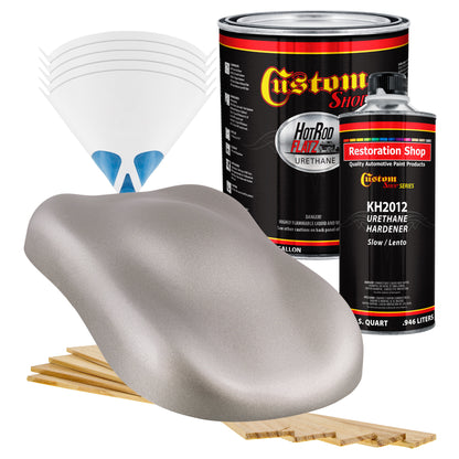 Silver Sled Metallic - Hot Rod Flatz Flat Matte Satin Urethane Auto Paint - Complete Gallon Paint Kit