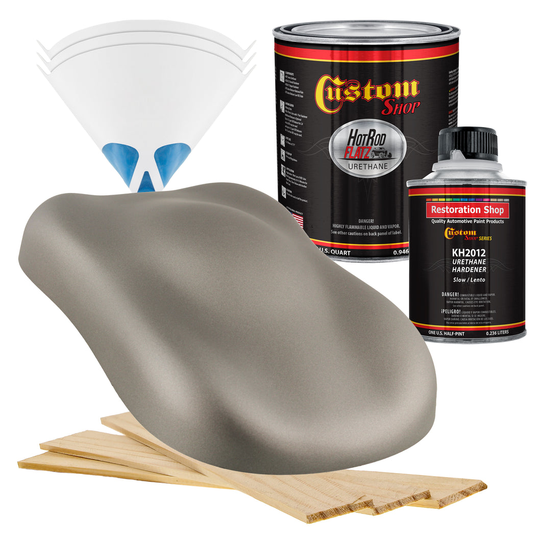 Gunsmoke Metallic - Hot Rod Flatz Flat Matte Satin Urethane Auto Paint - Complete Quart Paint Kit