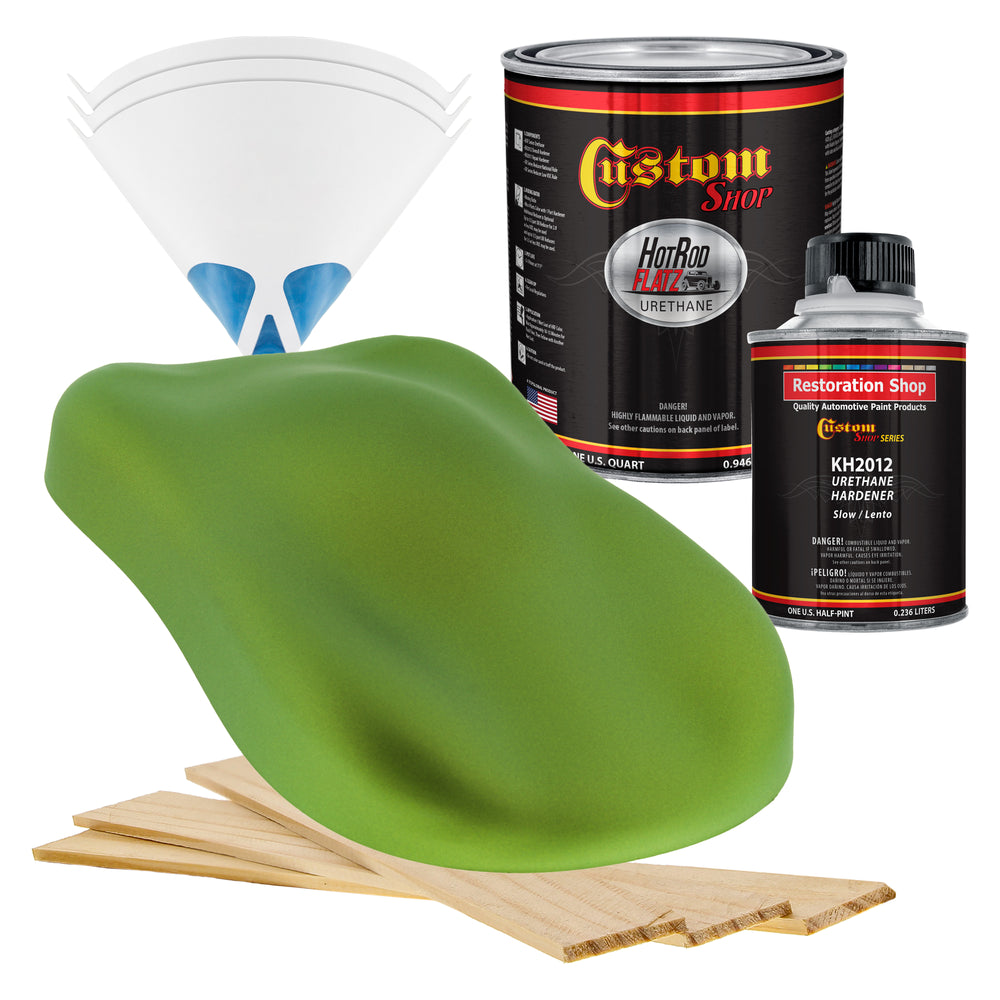 Firemist Lime - Hot Rod Flatz Flat Matte Satin Urethane Auto Paint - Complete Quart Paint Kit - Professional Low Sheen Automotive, Car Truck Coating