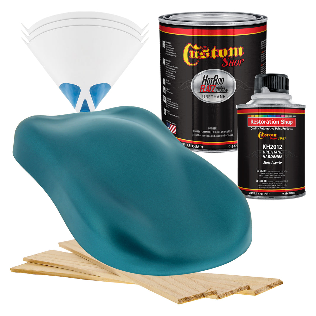 Aquamarine Firemist - Hot Rod Flatz Flat Matte Satin Urethane Auto Paint - Complete Quart Paint Kit