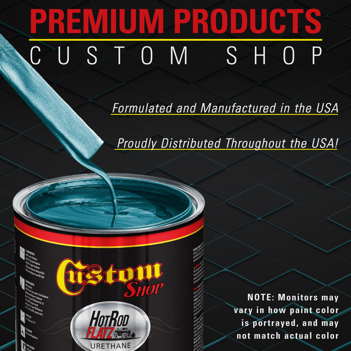 Aquamarine Firemist - Hot Rod Flatz Flat Matte Satin Urethane Auto Paint - Complete Quart Paint Kit - Professional Low Sheen Automotive, Car Truck Coating, 4:1 Mix Ratio