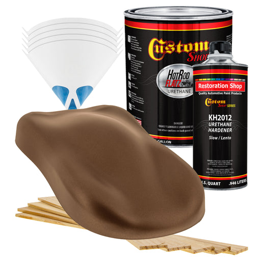 Saddle Brown Firemist - Hot Rod Flatz Flat Matte Satin Urethane Auto Paint - Complete Gallon Paint Kit - Professional Low Sheen Automotive, Car Truck Coating, 4:1 Mix Ratio