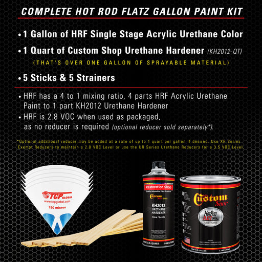 Brilliant Silver Firemist - Hot Rod Flatz Flat Matte Satin Urethane Auto Paint - Complete Gallon Paint Kit - Professional Low Sheen Automotive, Car Truck Coating, 4:1 Mix Ratio