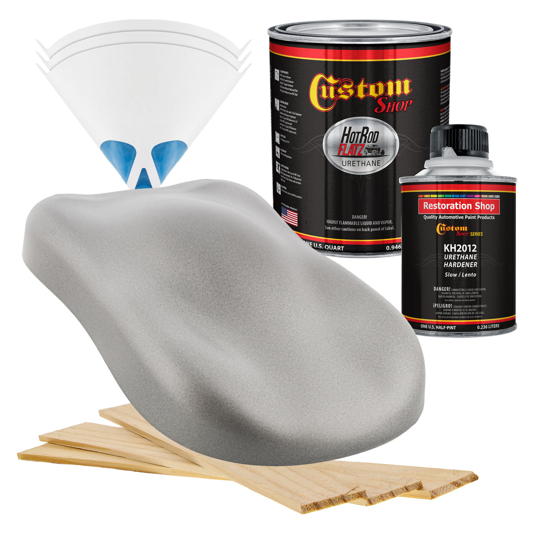 Brilliant Silver Firemist - Hot Rod Flatz Flat Matte Satin Urethane Auto Paint - Complete Quart Paint Kit