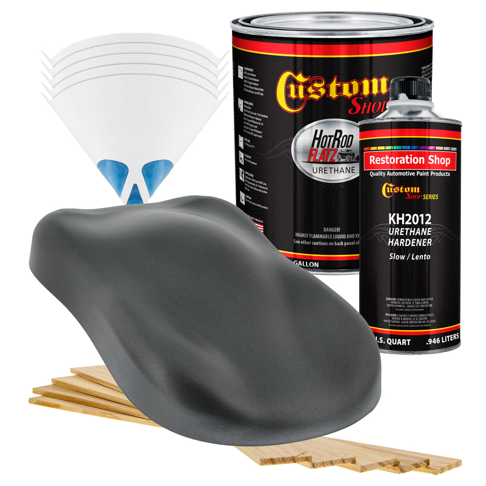 Charcoal Gray Firemist - Hot Rod Flatz Flat Matte Satin Urethane Auto Paint - Complete Gallon Paint Kit - Professional Low Sheen Automotive, Car