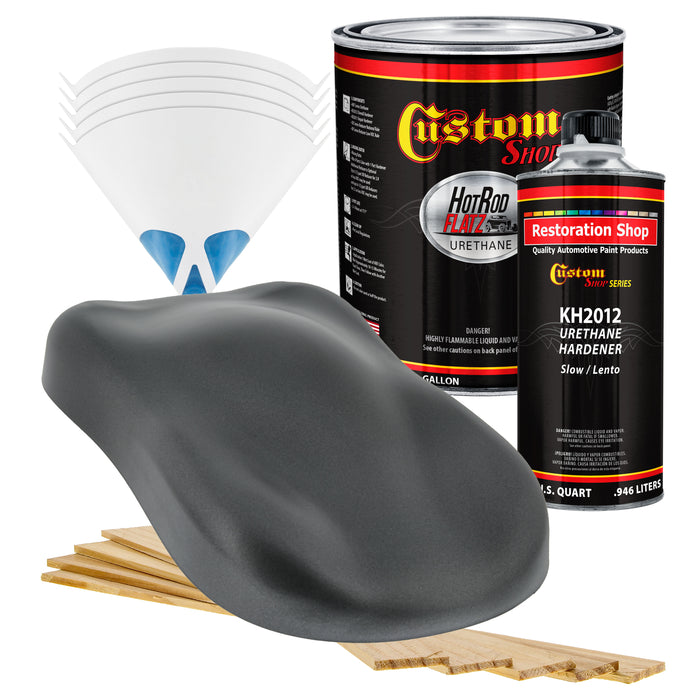 Charcoal Gray Firemist - Hot Rod Flatz Flat Matte Satin Urethane Auto Paint - Complete Gallon Paint Kit - Professional Low Sheen Automotive, Car