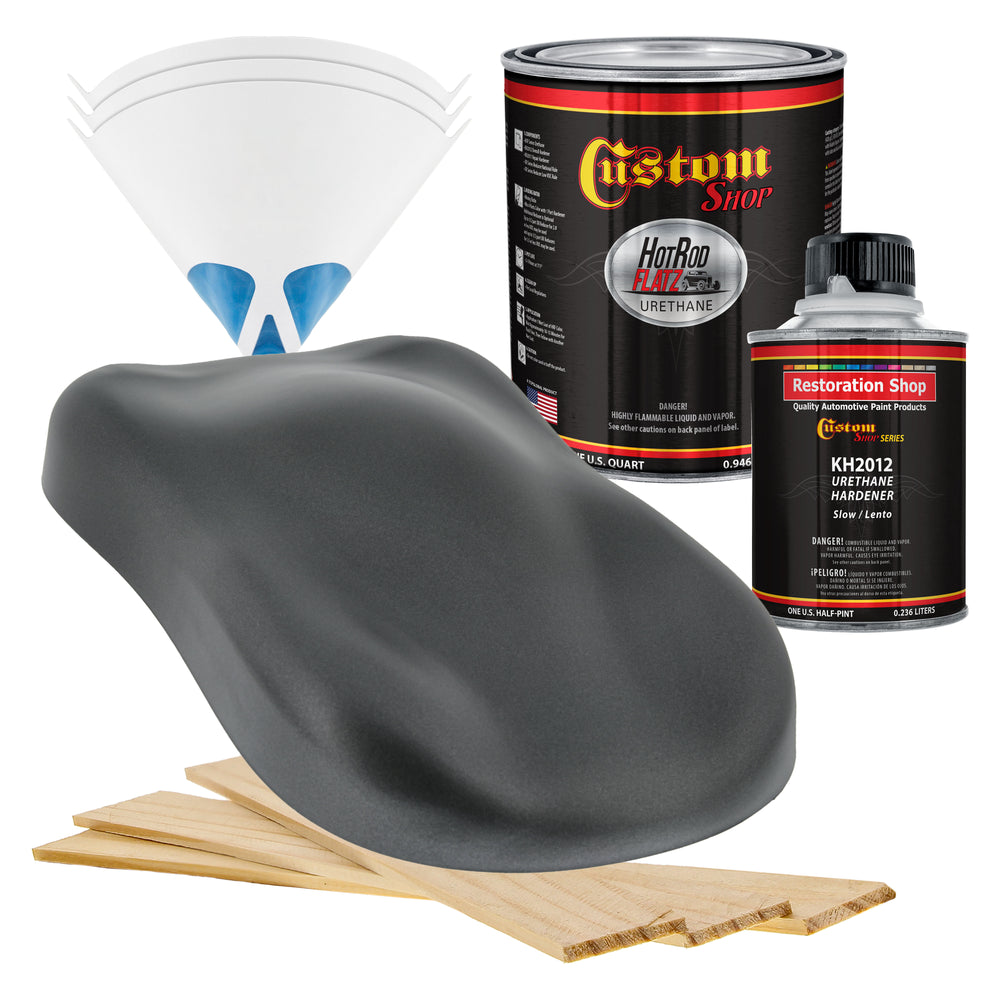 Charcoal Gray Firemist - Hot Rod Flatz Flat Matte Satin Urethane Auto Paint - Complete Quart Paint Kit - Professional Low Sheen Automotive, Car Truck