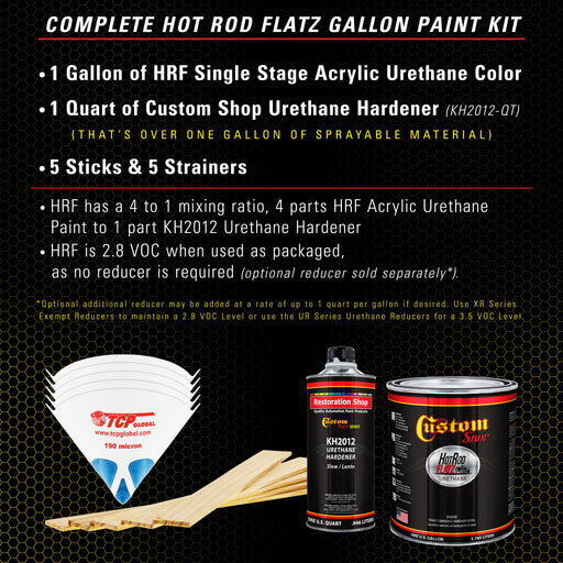 Saturn Gold Firemist - Hot Rod Flatz Flat Matte Satin Urethane Auto Paint - Complete Gallon Paint Kit - Professional Low Sheen Automotive, Car Truck Coating, 4:1 Mix Ratio