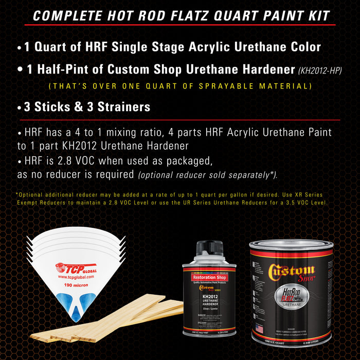 Firemist Orange - Hot Rod Flatz Flat Matte Satin Urethane Auto Paint - Complete Quart Paint Kit - Professional Low Sheen Automotive, Car Truck