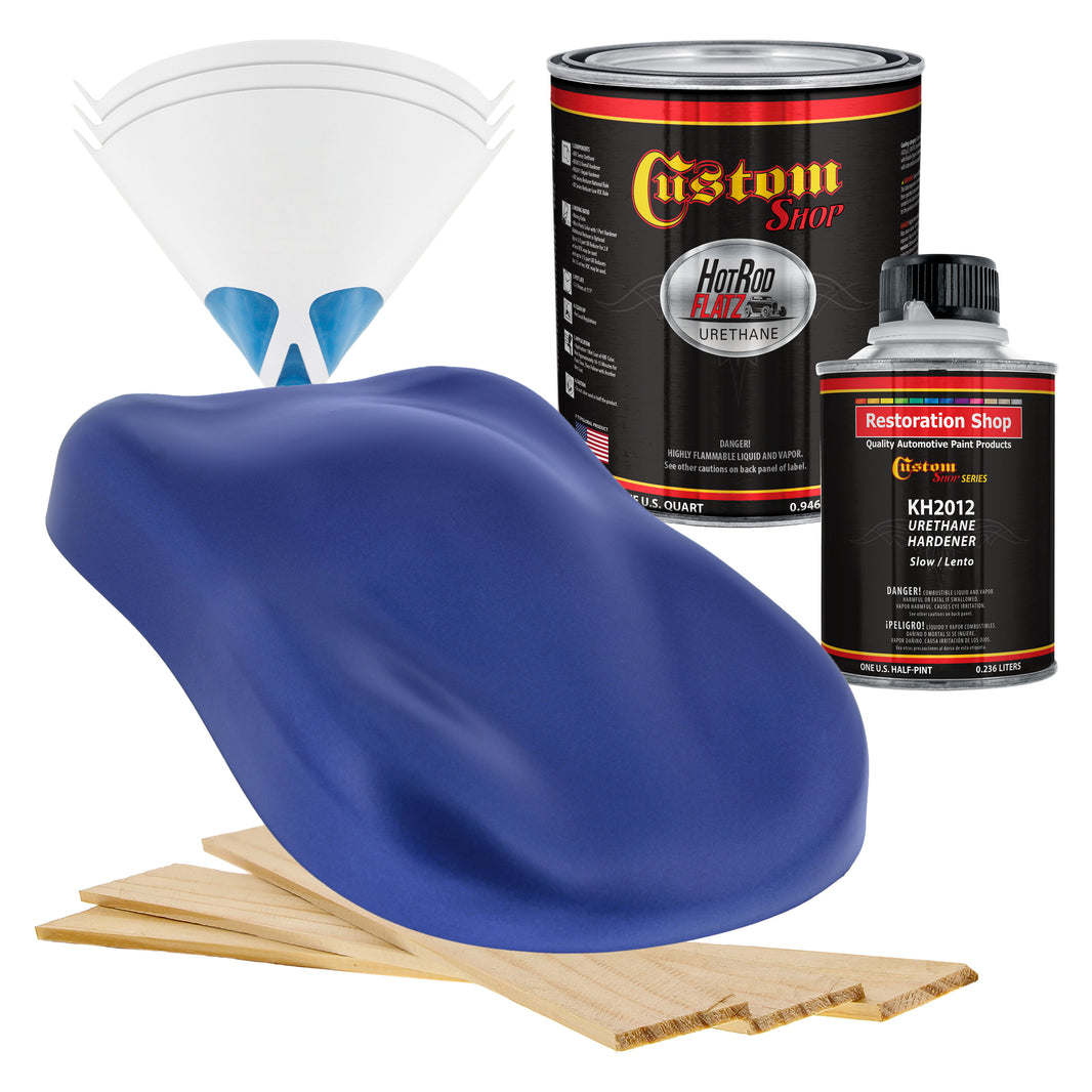 Cobalt Blue Firemist - Hot Rod Flatz Flat Matte Satin Urethane Auto Paint - Complete Quart Paint Kit