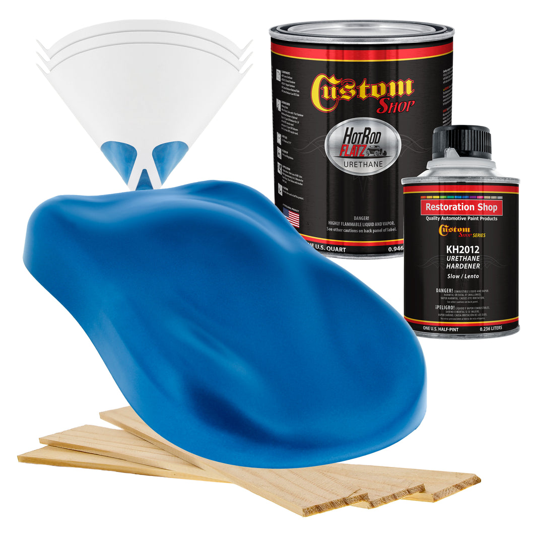 True Blue Firemist - Hot Rod Flatz Flat Matte Satin Urethane Auto Paint - Complete Quart Paint Kit