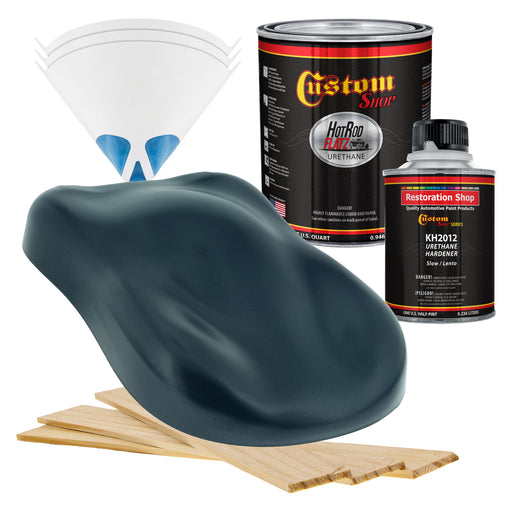 Neptune Blue Firemist - Hot Rod Flatz Flat Matte Satin Urethane Auto Paint - Complete Quart Paint Kit - Professional Low Sheen Automotive, Car Truck