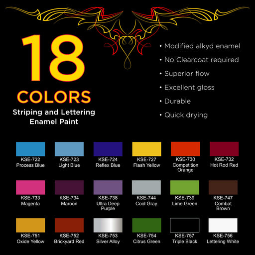 18 Pinstriping Color Kit - 18 Colors, Brushes, Reducer, Hardener, Mixing Sticks