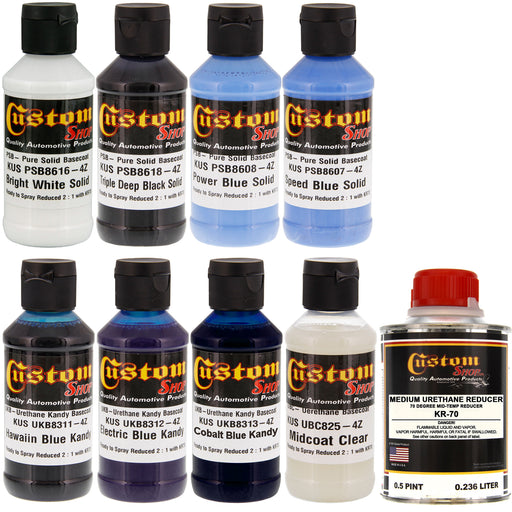 7 Color Blue Fire Kit - 7 Colors, Midcoat Clear and Reducer