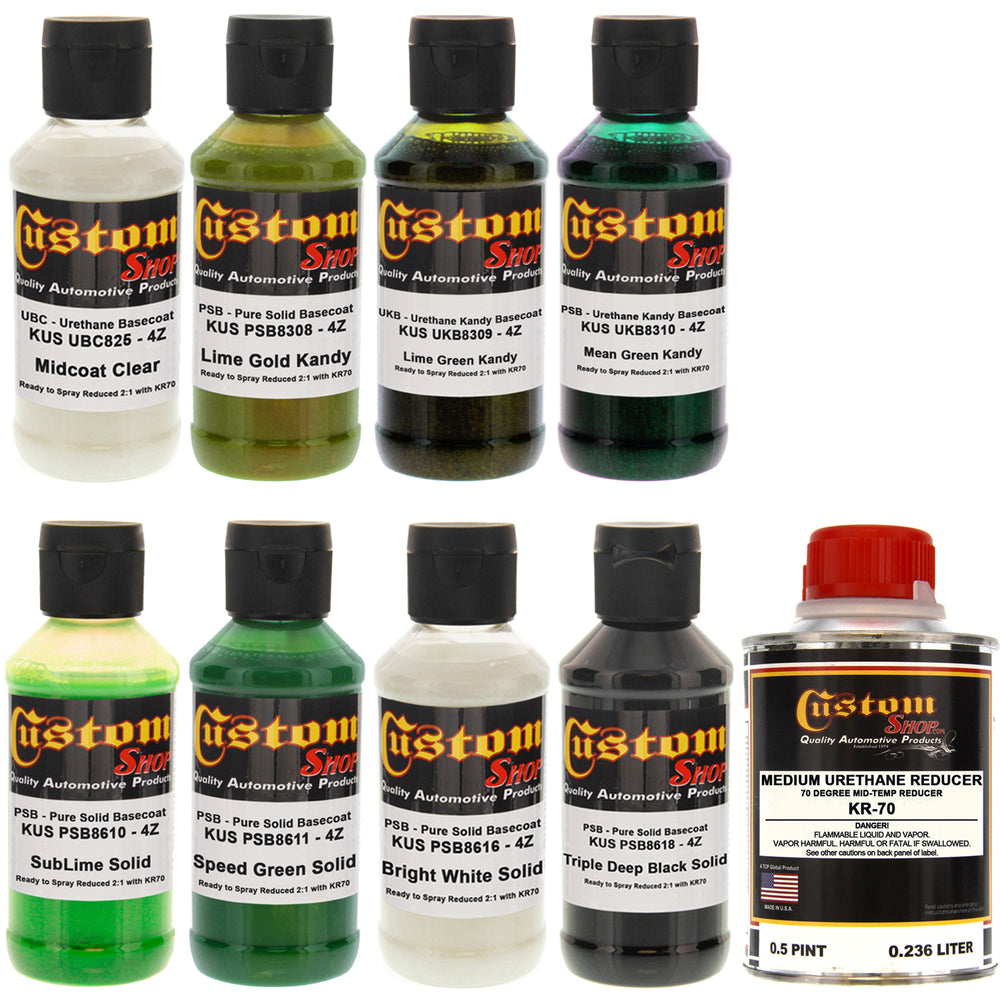 7 Color Green Fire Kit - 7 Colors, Midcoat Clear and Reducer