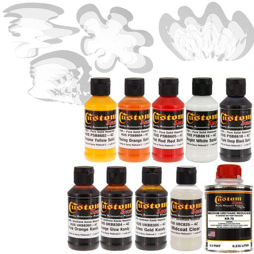 7 Color Traditional Fire Kit - 7 Colors, Midcoat Clear, Reducer, Stencils