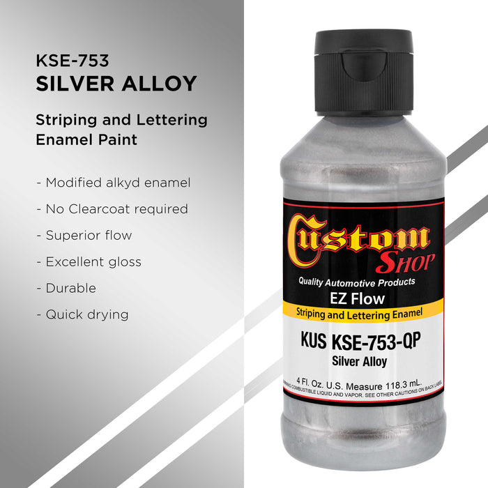 Silver Alloy - Ez-Flow Striping & Lettering Enamel, 1/4 Pint