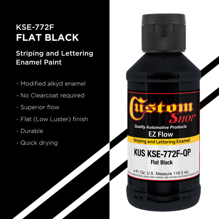 Flat Black - Ez-Flow Striping & Lettering Enamel, 1/4 Pint