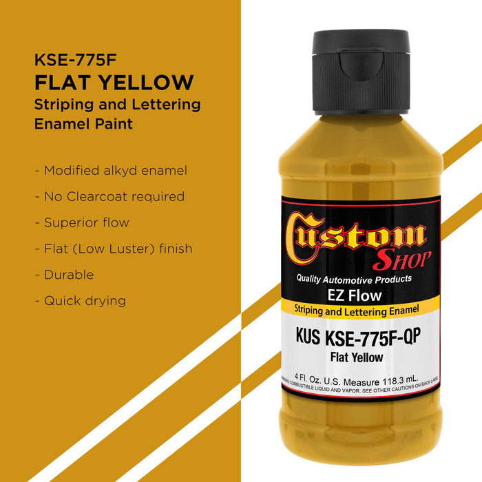 Flat Yellow - Ez-Flow Striping & Lettering Enamel, 1/4 Pint