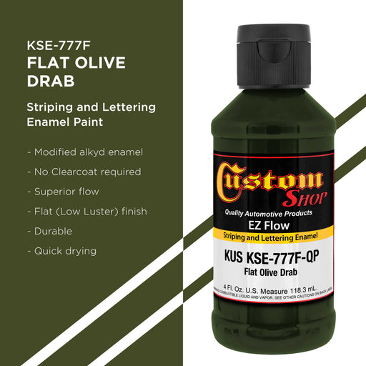 Flat Olive DrAB - Ez-Flow Striping & Lettering Enamel, 1/4 Pint
