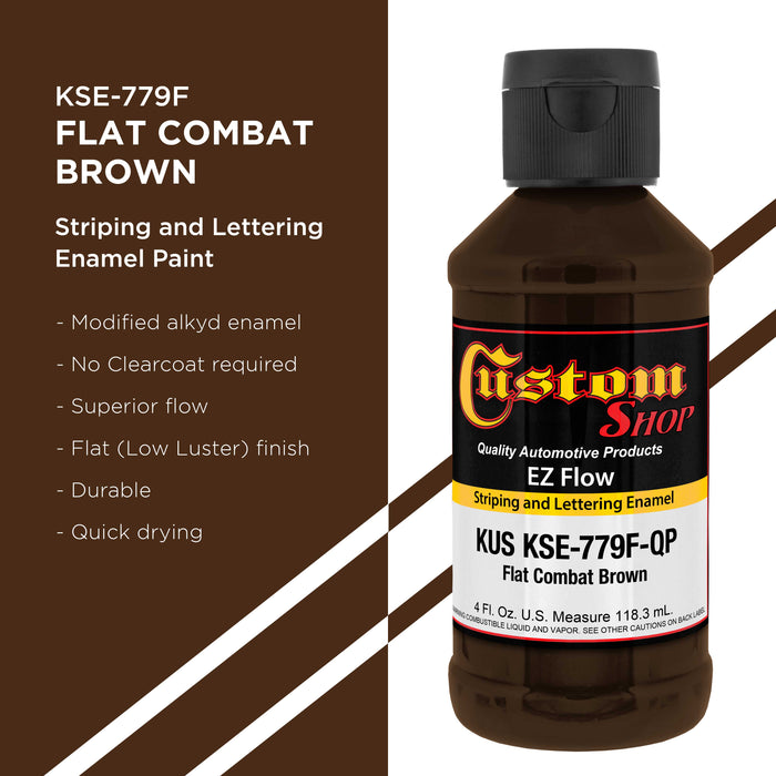 Flat Combat Brown - Ez-Flow Striping & Lettering Enamel, 1/4 Pint