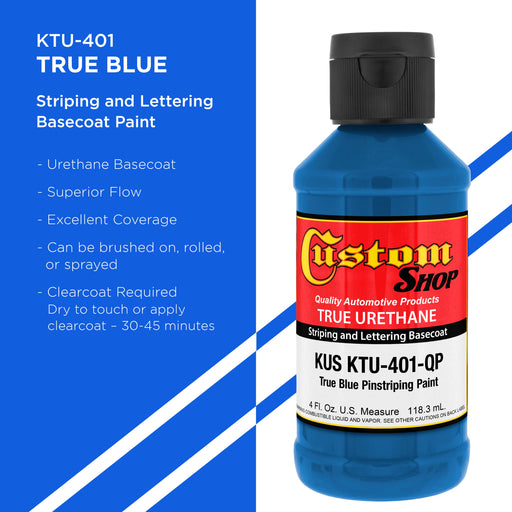 True Blue - True-U Pinstriping Urethane Basecoat Standard Colors, 1/4 Pint