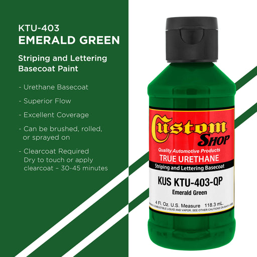 Emerald Green - True-U Pinstriping Urethane Basecoat Standard Colors, 1/4 Pint
