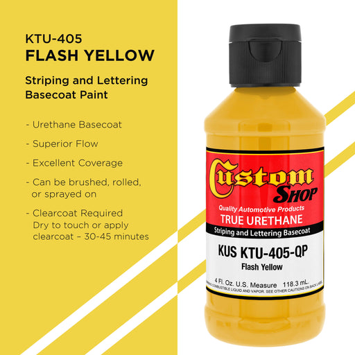 Flash Yellow - True-U Pinstriping Urethane Basecoat Standard Colors, 1/4 Pint