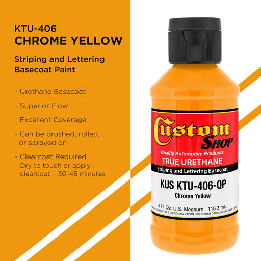 Chrome Yellow - True-U Pinstriping Urethane Basecoat Standard Colors, 1/4 Pint