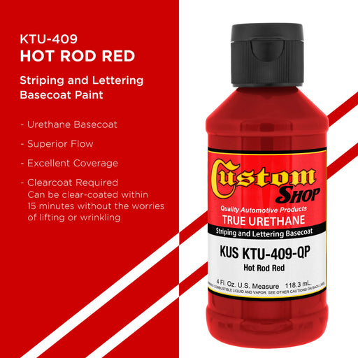 Hot Rod Red - True-U Pinstriping Urethane Basecoat Standard Colors, 1/4 Pint