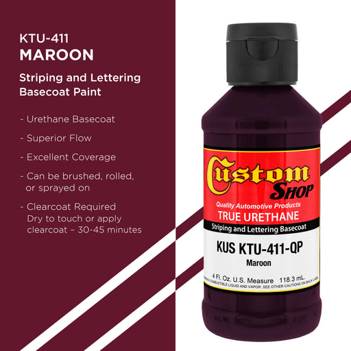 Maroon - True-U Pinstriping Urethane Basecoat Standard Colors, 1/4 Pint